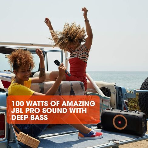 مكبر صوت JBL PartyBox On-The-Go المحمول للحفلات مع أضواء مدمجة باللون الأسود (متجدد) (مع ميكروفون) in Saudi Arabia