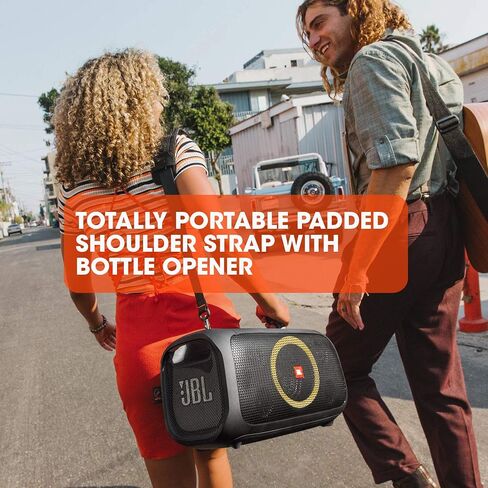 مكبر صوت JBL PartyBox On-The-Go المحمول للحفلات مع أضواء مدمجة باللون الأسود (متجدد) (مع ميكروفون) in Saudi Arabia