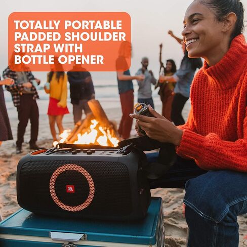 مكبر صوت JBL PartyBox On-The-Go المحمول للحفلات مع أضواء مدمجة باللون الأسود (متجدد) (مع ميكروفون) in Saudi Arabia