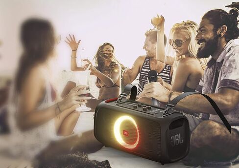 مكبر صوت JBL PartyBox On-The-Go المحمول للحفلات مع أضواء مدمجة باللون الأسود (متجدد) (مع ميكروفون) in Saudi Arabia