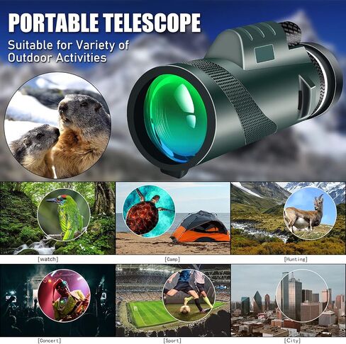 Monocular Telescope High Powered Prism, Monocular Telescope for Smartphone with Adapter,Compact Bird Watching Hunting Wildlife Travel Camping Monocular for Adults with Phone Tripod 50X60 in Kuwait
