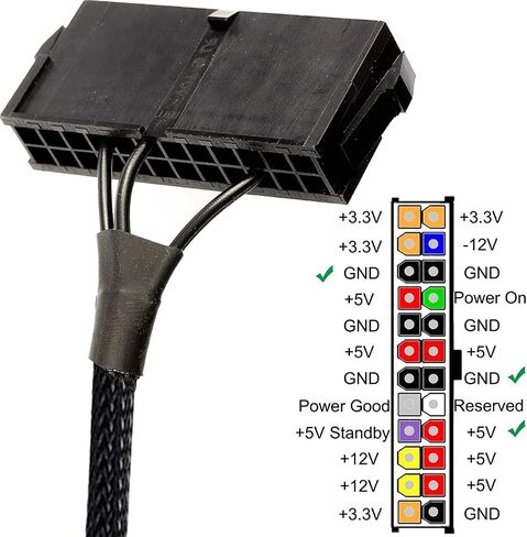 DKARDU 2 Pack 24 Pin ATX Red LED Power On/Off Switch Jumper Bridge كابل محول لمضخة تبريد المياه النابضة تشغيل وإيقاف، 55 سم in Saudi Arabia