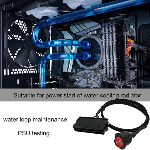DKARDU 2 Pack 24 Pin ATX Red LED Power On/Off Switch Jumper Bridge كابل محول لمضخة تبريد المياه النابضة تشغيل وإيقاف، 55 سم in Saudi Arabia