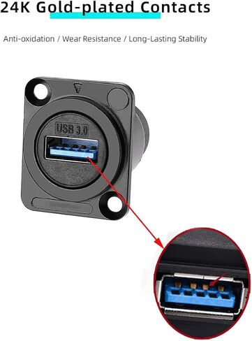 PENGLIN 5PCS USB3.0 D Series Panel-Mount Connector,Waterproof USB Port Socket 86 Panel Mount Square Female to Female Converter Data Transfer Interface Adapter for Network Industrial Equipment in Saudi Arabia