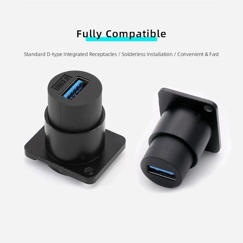 PENGLIN 5PCS USB3.0 D Series Panel-Mount Connector,Waterproof USB Port Socket 86 Panel Mount Square Female to Female Converter Data Transfer Interface Adapter for Network Industrial Equipment in Saudi Arabia