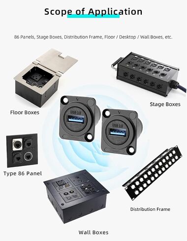 PENGLIN 5PCS USB3.0 D Series Panel-Mount Connector,Waterproof USB Port Socket 86 Panel Mount Square Female to Female Converter Data Transfer Interface Adapter for Network Industrial Equipment in Saudi Arabia