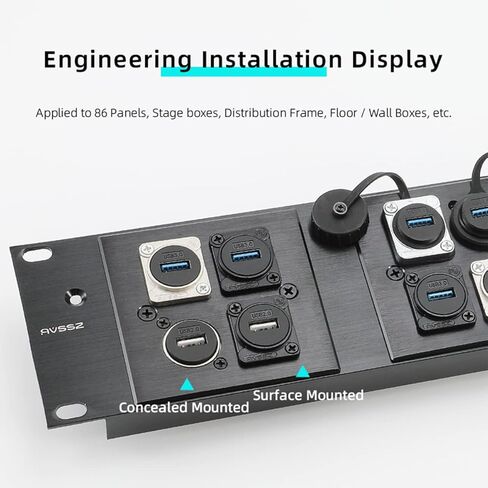 PENGLIN 5PCS USB3.0 D Series Panel-Mount Connector,Waterproof USB Port Socket 86 Panel Mount Square Female to Female Converter Data Transfer Interface Adapter for Network Industrial Equipment in Saudi Arabia