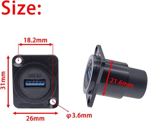 PENGLIN 5PCS USB3.0 D Series Panel-Mount Connector,Waterproof USB Port Socket 86 Panel Mount Square Female to Female Converter Data Transfer Interface Adapter for Network Industrial Equipment in Saudi Arabia