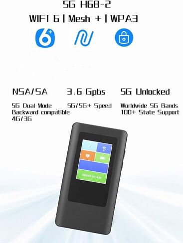 جهاز توجيه WiFi True 5G 5G + جهاز نقطة اتصال محمول للإنترنت اللاسلكي، مع فتحة بطاقة SIM نانو، سريع عبر الإنترنت لمكتب السفر المنزلي in Kuwait