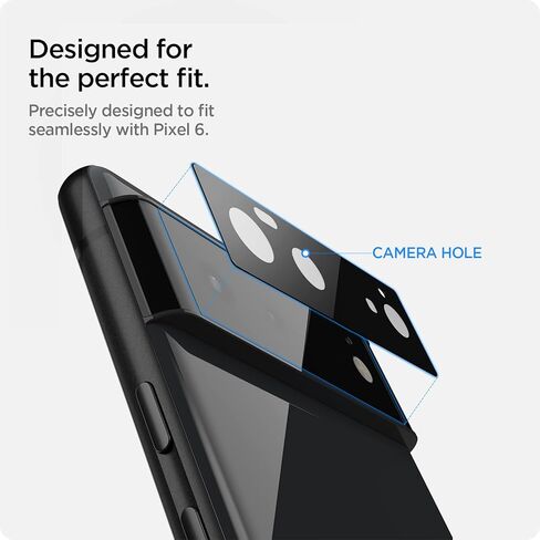 واقي شاشة لعدسة الكاميرا من Spigen [Glas.tR Optik] مصمم لهاتف Pixel 6 - أسود [عبوة من قطعتين] in Kuwait