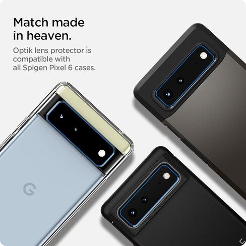 واقي شاشة لعدسة الكاميرا من Spigen [Glas.tR Optik] مصمم لهاتف Pixel 6 - أسود [عبوة من قطعتين] in Kuwait