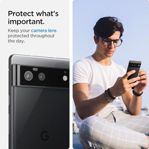 واقي شاشة لعدسة الكاميرا من Spigen [Glas.tR Optik] مصمم لهاتف Pixel 6 - أسود [عبوة من قطعتين] in Kuwait