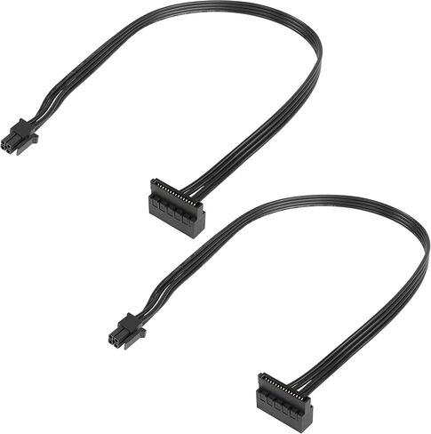 YACSEJAO Motherboard ATX Mini 4 Pin to Right-Angle 15 Pin SATA Female Power Adapter Cable for Hard Drive HDD Blu-ray and CD Drives (40cm, 2Pack) in Saudi Arabia