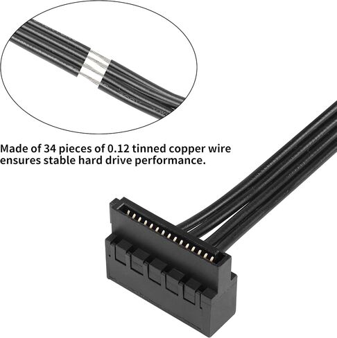 YACSEJAO Motherboard ATX Mini 4 Pin to Right-Angle 15 Pin SATA Female Power Adapter Cable for Hard Drive HDD Blu-ray and CD Drives (40cm, 2Pack) in Saudi Arabia