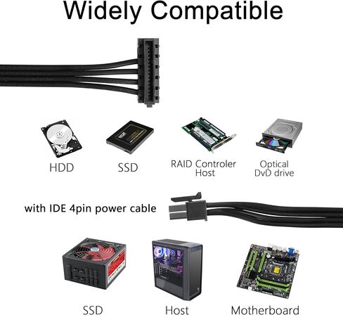YACSEJAO Motherboard ATX Mini 4 Pin to Right-Angle 15 Pin SATA Female Power Adapter Cable for Hard Drive HDD Blu-ray and CD Drives (40cm, 2Pack) in Saudi Arabia