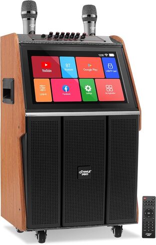 Pyle Touch Screen Portable Wireless BT Streaming Loudspeaker with Wireless Microphone, Wheels and Handle Bar, Supports USB/SD/MMC/PC/TV / MP3 / Mobile Phone, etc. in Saudi Arabia
