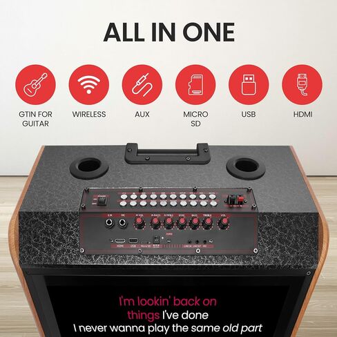 Pyle Touch Screen Portable Wireless BT Streaming Loudspeaker with Wireless Microphone, Wheels and Handle Bar, Supports USB/SD/MMC/PC/TV / MP3 / Mobile Phone, etc. in Saudi Arabia