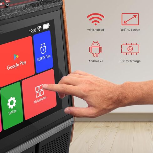 Pyle Touch Screen Portable Wireless BT Streaming Loudspeaker with Wireless Microphone, Wheels and Handle Bar, Supports USB/SD/MMC/PC/TV / MP3 / Mobile Phone, etc. in Saudi Arabia