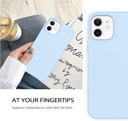 حافظة DOMAVER لهاتف iPhone 12، حافظة iPhone 12 Pro من السيليكون السائل الناعم وبطانة من الألياف الدقيقة والمطاط غطاء واقٍ لهاتف iPhone 12/12 Pro 5G -6.1 بوصة، أزرق فاتح in Kuwait
