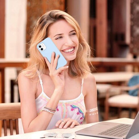 حافظة DOMAVER لهاتف iPhone 12، حافظة iPhone 12 Pro من السيليكون السائل الناعم وبطانة من الألياف الدقيقة والمطاط غطاء واقٍ لهاتف iPhone 12/12 Pro 5G -6.1 بوصة، أزرق فاتح in Kuwait