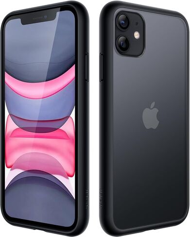 JETech Matte Case for iPhone 11 6.1-Inch, Shockproof Military Grade Drop Protection, Frosted Translucent Back Phone Cover, Anti-Fingerprint (Black) in Saudi Arabia