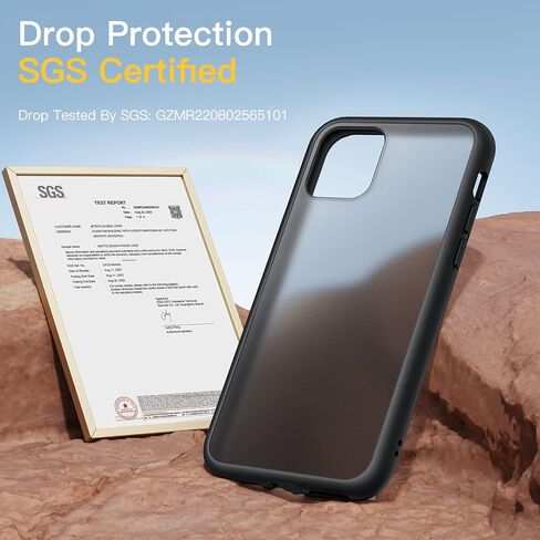 JETech Matte Case for iPhone 11 6.1-Inch, Shockproof Military Grade Drop Protection, Frosted Translucent Back Phone Cover, Anti-Fingerprint (Black) in Saudi Arabia