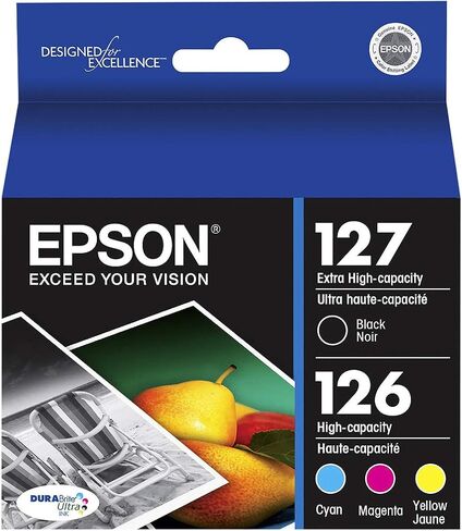 Epson T127120-BCS DURABrite Ultra Black & Colour Combo Pack ذات سعة عالية للغاية - -خرطوشة - -الحبر وT252 DURABrite Ultra Ink حزمة كومبو ملونة ذات سعة قياسية (T252520-S)، مقاس واحد in Saudi Arabia
