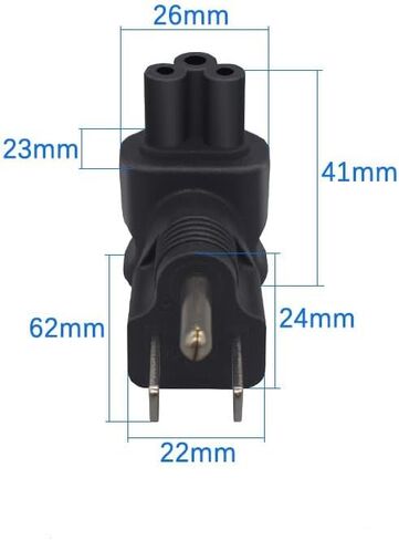Toptekit US 3 Prong Mickey Mouse Short Power Cord, USA NEMA 5-15P Male to IEC320 C5 Female Laptop Power Cable, 3-Prong Notebook/Laptop AC Power Cord 2ft/60cm in Saudi Arabia