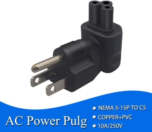 Toptekit US 3 Prong Mickey Mouse Short Power Cord, USA NEMA 5-15P Male to IEC320 C5 Female Laptop Power Cable, 3-Prong Notebook/Laptop AC Power Cord 2ft/60cm in Saudi Arabia