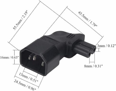 Tekit Standard Molded IEC 320 C14 to C7 Plug AC Power Cable PDU UPS, 6.6ft/2m, 10A/110V-240V in Kuwait