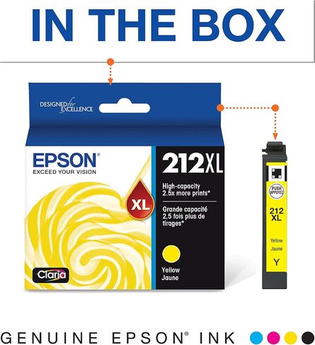 خرطوشة حبر Epson T212 Claria - حبر أصفر عالي السعة (T212XL420-S) لطابعات التعبير المختارة والقوى العاملة وخرطوشة حبر T212 Claria - حبر سماوي عالي السعة - in Saudi Arabia