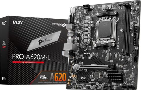 MSI لوحة ام برو سيريز A620M-E من برو (AMD AM5، DDR5، منفذ الملحقات الاضافية السريع 4.0، ساتا 6 جيجابت/ثانية، ام.2، USB 3.2 الجيل الاول، شبكة LAN جيجابت في الثانية، DVI/HDMI، ماتكس) in Saudi Arabia