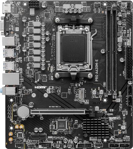 MSI لوحة ام برو سيريز A620M-E من برو (AMD AM5، DDR5، منفذ الملحقات الاضافية السريع 4.0، ساتا 6 جيجابت/ثانية، ام.2، USB 3.2 الجيل الاول، شبكة LAN جيجابت في الثانية، DVI/HDMI، ماتكس) in Saudi Arabia