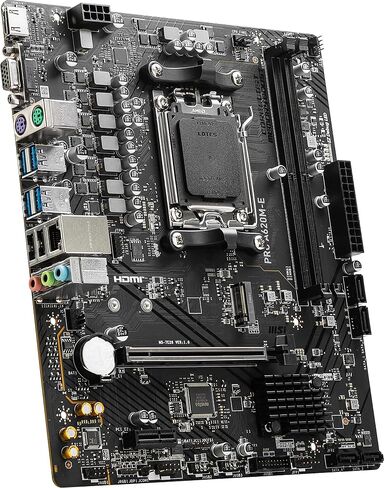 MSI لوحة ام برو سيريز A620M-E من برو (AMD AM5، DDR5، منفذ الملحقات الاضافية السريع 4.0، ساتا 6 جيجابت/ثانية، ام.2، USB 3.2 الجيل الاول، شبكة LAN جيجابت في الثانية، DVI/HDMI، ماتكس) in Saudi Arabia
