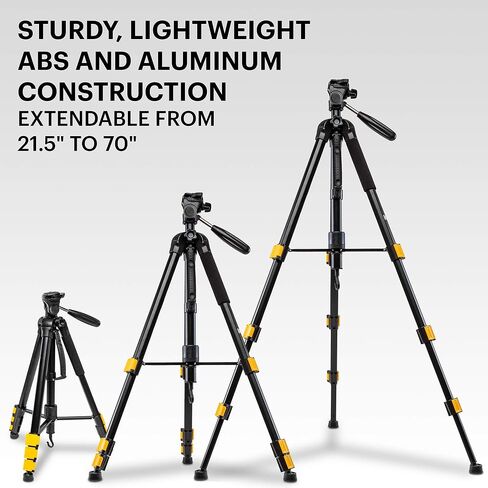KODAK PhotoGear 2-in-1 Tripod & Monopod with Remote | Lightweight 70" 4-Section Flip-Lock, Converts to 64.5" Monopod | QuickRelease Plates 3-Way Swivel Head Bubble Level Bonus Tripod E-Guide & Case in Saudi Arabia