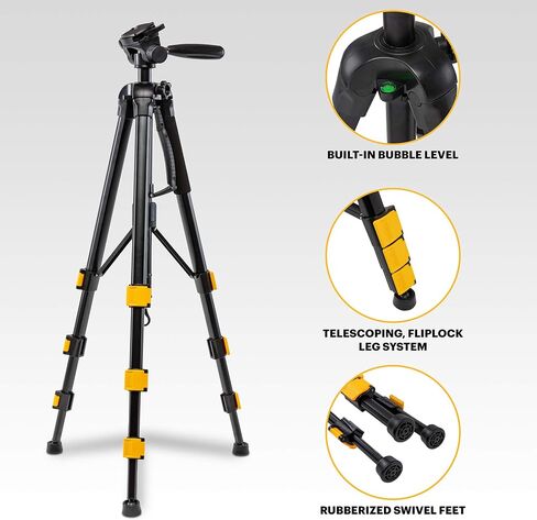 KODAK PhotoGear 2-in-1 Tripod & Monopod with Remote | Lightweight 70" 4-Section Flip-Lock, Converts to 64.5" Monopod | QuickRelease Plates 3-Way Swivel Head Bubble Level Bonus Tripod E-Guide & Case in Saudi Arabia