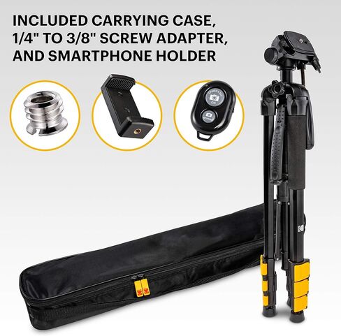 KODAK PhotoGear 2-in-1 Tripod & Monopod with Remote | Lightweight 70" 4-Section Flip-Lock, Converts to 64.5" Monopod | QuickRelease Plates 3-Way Swivel Head Bubble Level Bonus Tripod E-Guide & Case in Saudi Arabia