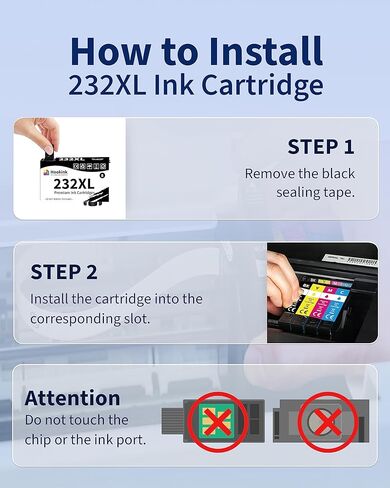 232XL Ink Cartridges Remanufactured Replacement for Epson 232 Ink Cartridges T232XL T232 for Expression Home XP-4200 XP-4205 Workforce WF-2930 WF-2950 Printer (232XL Black Cyan Magenta Yellow, 4 Pack) in Kuwait