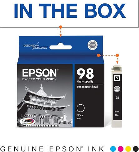 EPSON 98 Claria Hi-Definition Ink High Capacity Black Cartridge (T098120) Works with Artisan-700, 710, 725, 730, 800, 810, 835, 837 in Saudi Arabia