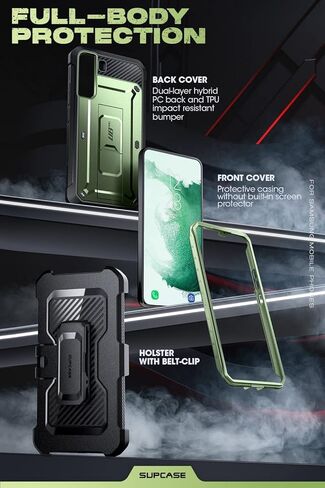 حافظة سلسلة SUPCASE Unicorn Beetle Pro لهاتف Samsung Galaxy S22 Plus 5G (إصدار 2022)، حافظة متينة بطبقة مزدوجة ومشبك حزام ومسند بدون واقي شاشة مدمج (رودي) in Kuwait