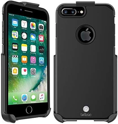 حافظة BELTRON مع مشبك حزام لهاتف iPhone 8 Plus، iPhone 7 Plus، حافظة هجينة رفيعة للحماية الكاملة شديدة التحمل وحافظة بمشبك حزام دوار مع مسند مدمج لهاتف iPhone 7/8 Plus (رمادي معدني) in Saudi Arabia