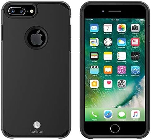 حافظة BELTRON مع مشبك حزام لهاتف iPhone 8 Plus، iPhone 7 Plus، حافظة هجينة رفيعة للحماية الكاملة شديدة التحمل وحافظة بمشبك حزام دوار مع مسند مدمج لهاتف iPhone 7/8 Plus (رمادي معدني) in Saudi Arabia