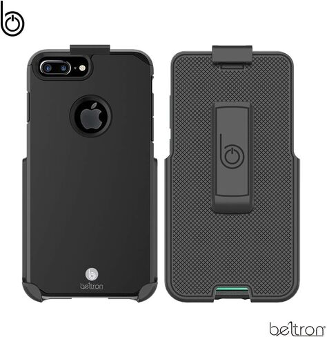 حافظة BELTRON مع مشبك حزام لهاتف iPhone 8 Plus، iPhone 7 Plus، حافظة هجينة رفيعة للحماية الكاملة شديدة التحمل وحافظة بمشبك حزام دوار مع مسند مدمج لهاتف iPhone 7/8 Plus (رمادي معدني) in Saudi Arabia