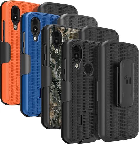 حافظة مع مشبك لهاتف CAT S62 PRO، هاتف Nakedcellphone [Hunter Camouflage] غطاء مسند مع [دوار/سقاطة] مجموعة حامل حزام الورك - تصميم شجرة مموهة برتقالية in Saudi Arabia