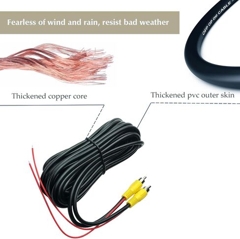 Upgraded Version Thickened 34FT/10m Backup Camera RCA Video Cable,RCA Male to Male Plug Car Rear View Parking Backup Camera Video Audio Extension Cable with Detection Trigger Wire in Kuwait
