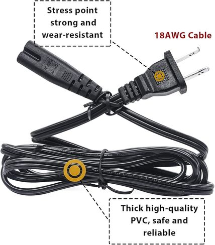 Mankk 6Ft TV سلك الطاقة 2 الشق 18AWG 10A 250V AC كابل الطاقة لشاشة الكمبيوتر الكمبيوتر المحمول طابعة المتكلم M-I-036-1.8M in Kuwait