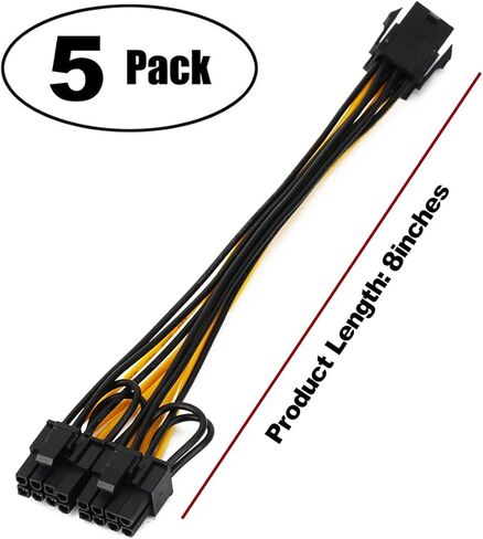 5PCS PCI-E 6-pin to Dual 6+2-pin (6-pin/8-pin) Power Splitter Cable Graphics Card PCIE PCI Express 6Pin to Dual 8Pin Power Cable in Kuwait