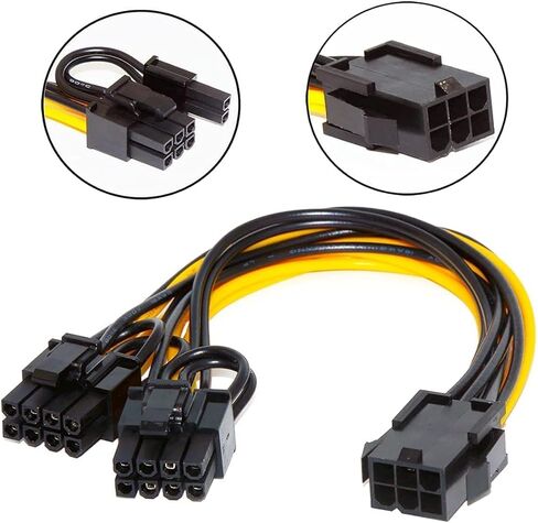 5PCS PCI-E 6-pin to Dual 6+2-pin (6-pin/8-pin) Power Splitter Cable Graphics Card PCIE PCI Express 6Pin to Dual 8Pin Power Cable in Kuwait