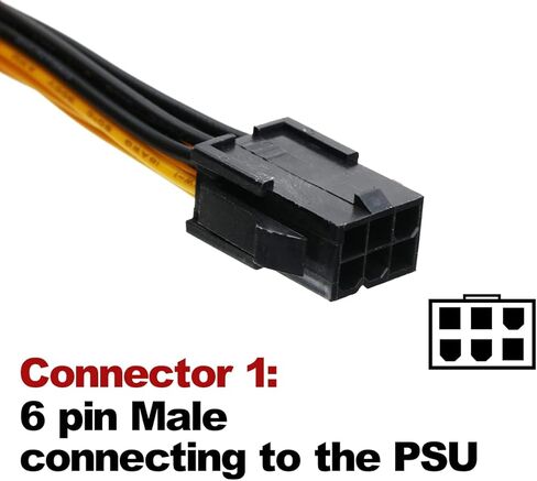 5PCS PCI-E 6-pin to Dual 6+2-pin (6-pin/8-pin) Power Splitter Cable Graphics Card PCIE PCI Express 6Pin to Dual 8Pin Power Cable in Kuwait