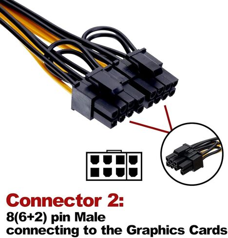 5PCS PCI-E 6-pin to Dual 6+2-pin (6-pin/8-pin) Power Splitter Cable Graphics Card PCIE PCI Express 6Pin to Dual 8Pin Power Cable in Kuwait